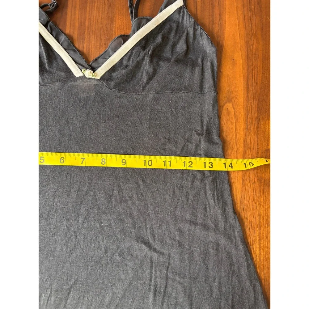Sheer Ruffle Victoria's Secret Slip Dress Pointelle Rosette S Black Vintage